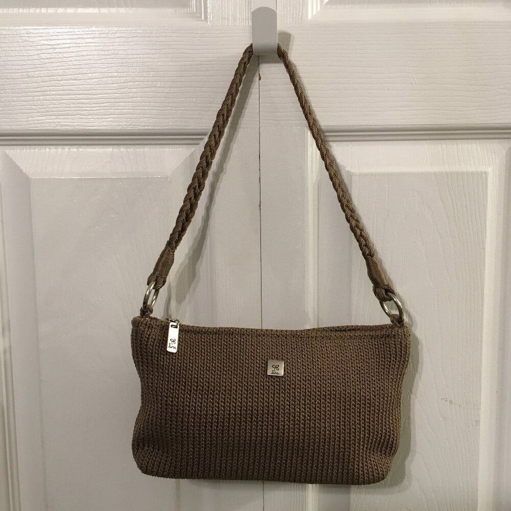 Lina Crochet Tan/ Pink floral Shoulder Bag